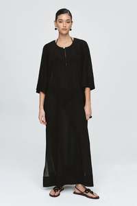 Marle Kaftan Cotton - Black Crinkle