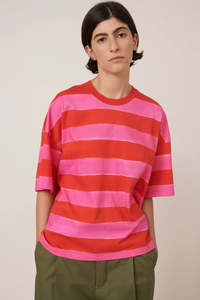 T Shirts: Kowtow Oversized Boxy Tee - Painted Stripe