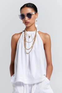 Karen Walker Scout Bow Back Top - White