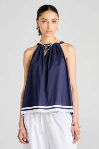 Karen Walker Scout Bow Back Top - Navy
