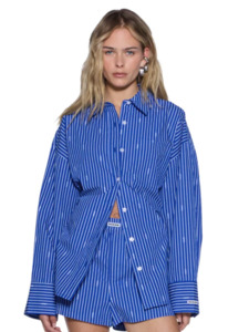 Tops: Ksubi Astra Shirt - Cobalt Stripe