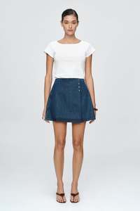Bottoms: Marle Rivet Skirt - Denim - Classic Blue