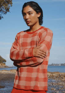 Knitwear: Standard Issue Cotton Universal Plaid Pullover - Lambert/Blossom