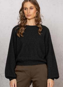 Noble Wilde Bellow Sleeve Jumper - Possum/Merino - Black