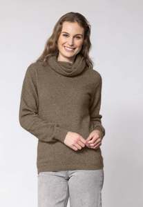 Knitwear: Noble Wilde Polo Neck Sweater - Possum/Merino - Latte