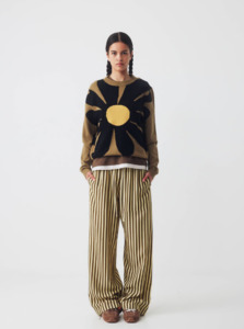 Knitwear: Ricochet Alba Jumper - Dark Olive Flower