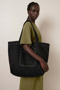 Handbags: Kowtow Everyday Tote - Black Denim