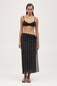 Clearance: Marle Hattie Sarong - Cotton/Silk - Black Stripe