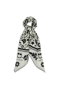 Karen Walker Filigree Classic Silk Scarf - Cream/Black