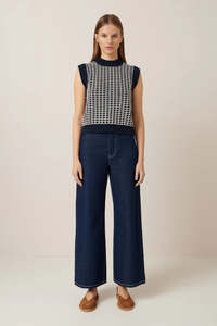 Kowtow Grid Vest - Navy Grid