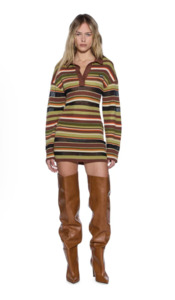 Dresses: Ksubi Tamrin Knitted LS Polo Dress - Multi