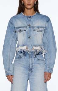 Ksubi Torn Off Crop Trucker Vapour - Denim