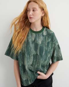 T Shirts: Kowtow Brushstroke Tee - Forest