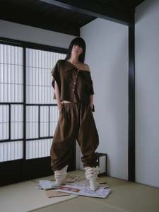 Tops: Otsu Nagi - Cotton/Linen/Tencel - Cedar