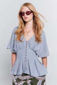 Tops: Karen Walker Florence Top - Steel Blue