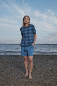 Boxing Day Sale 1: Standard Issue Cotton Universal Plaid T Shirt - Pacific/Woad