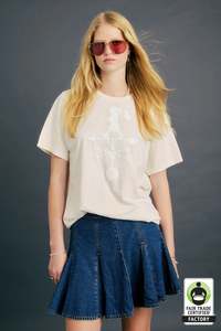 T Shirts: Karen Walker Weather Shop T-Shirt - Ecru