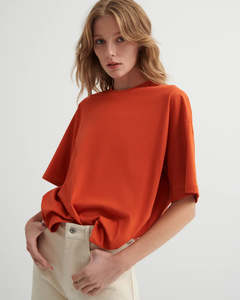 T Shirts: Kowtow Oversized Boxy Tee - Nasturtium