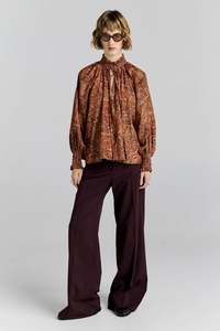 Tops: Karen Walker Province Blouse - Burgundy Multi