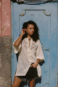 Kinga Csilla Reka Berry Embroidered Shirt - Pale Yellow