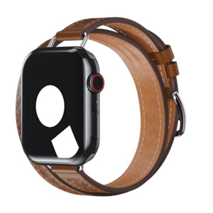 Leather Bands For Apple Watch: Fauve Diagonal Attelage Double Tour for Apple Watch
