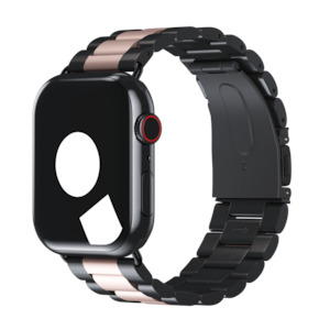 Stainless Steel Bands For Apple Watch: Space Black/Blush Pink Tri-Link Bracelet for Apple Watch