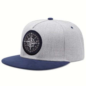 Mens: Caps & Hats Compass Embroidery Patch Snapback Hat
