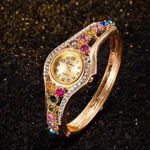 Ladies Watch Baroque Zircon Quartz Cuff Bangle Watch