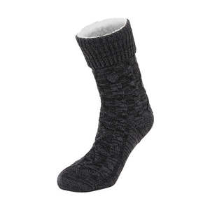 Ladies - Cable Sherpa Lined Socks-Charcoal-One Size / Pack