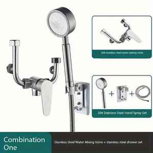 Camping: Bathroom SS Water Heater Mixing Valve with Faucet and Shower Set - Universal Fitting for Electric Water Heaters