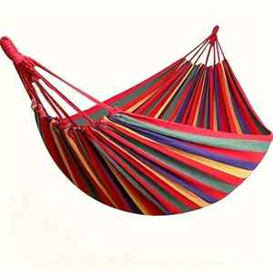Camping: Outdoor Garden Camping Hammock, With Hanging Rope RED