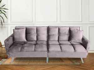 Sofas Armchairs: Home FUTON SOFA BED GREY VELVET
