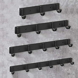 Kitchen Storage Accessories: Storage Modern Black Aluminium Wall Mounted Hooks