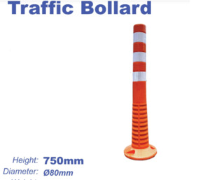 Automotive: Flexible Plastic Traffic Bollard Red PVC with Reflective Bands