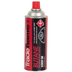 Trade Essentials: Welding - Tradeflame 220g Screw On Butane Power Gas Cartridge