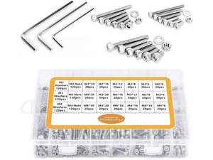 Fastenings: Tools 1080PCS M2 M3 M4 Hex Allen Head Socket Set Screw Bolts Kit