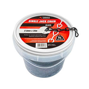 Fastenings: Chain Pinnacle 2.5mm x 25m Black Single Jack Chain - Bulk Tub