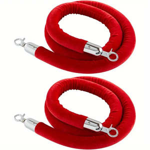 Safety: Events Set Of 2 Red Velvet Stanchion Rope, 4.9-Ft/1.5m