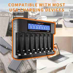 Tech Gadgets Accessories: Tech 8-slot AA AAA Battery Charger 500mA*8-slot High-speed Charging And USB-C