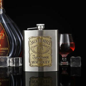 Food Drink: Food & Drink 7oz Stainless Steel Hip Flask JD BRONZE