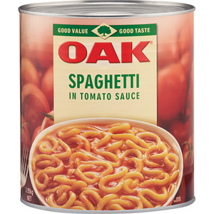 Food Drink: Canned Food Oak Spaghetti In Tomato Sauce 2.95kg