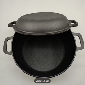 2 In 1 Cast Iron Pan Dutch Oven Set With Lid