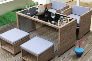 Outdoor ARIES 5PC WICKER SPACE SAVER OUTDOOR PATIO DINING SET