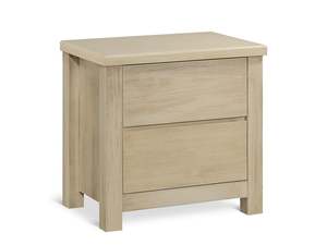 Bedroom Furniture: Home Martos Solid Acacia Wood Bedside Table - Briar Smoke
