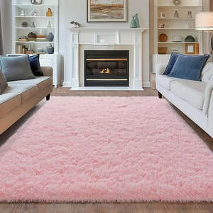 Rug Luxurious Shaggy Polyester Area Rug PINK 120CM x 180CM