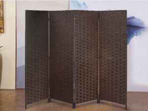 Hotel/Home Woven Design Folding Screen Privacy Room Divider - Coffee