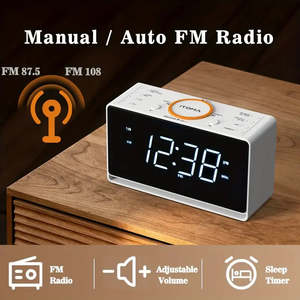 Clocks Alarm Clock FM Radio, 3.56cm White LED Display Clock With Bluetooth