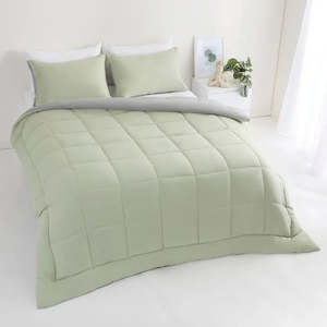 Bedroom All: Bedroom Living & Co Microfibre 3 Piece Comforter Set Grey Green Queen