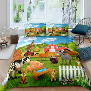 Bedroom 3-Piece Cartoon Farmhouse Duvet Cover Set