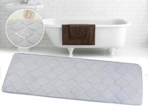 Bathroom Living Aids: Bathroom Memory Foam Rhombus Print Bathroom Mat Grey